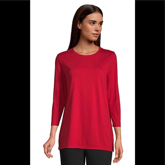 Women's 3/4 Sleeve Supima Cotton Crewneck Tunic - Picture 1 of 2